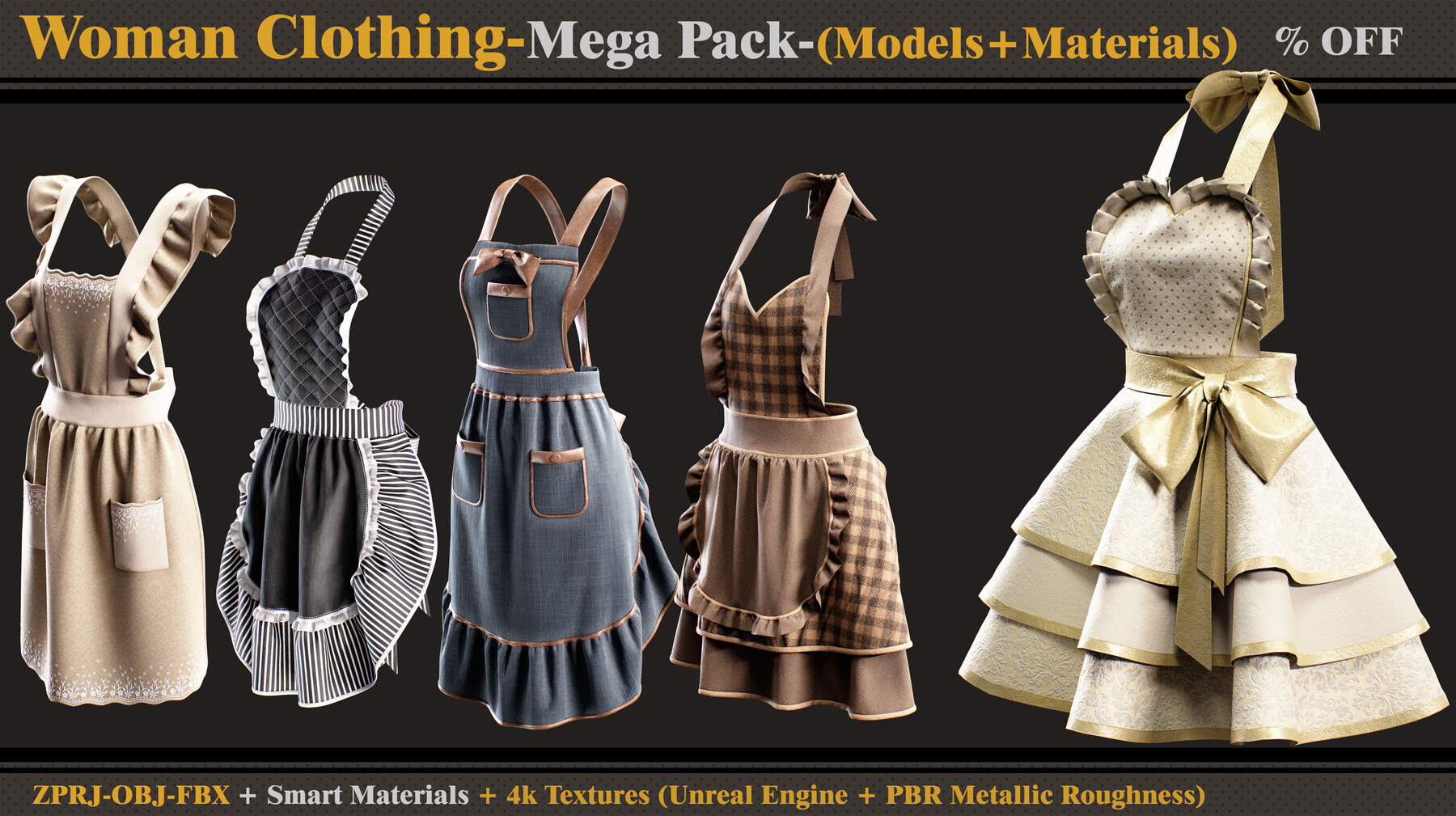 54 Medieval Women Clothing-MEGA PACK(zprj-fbx)
