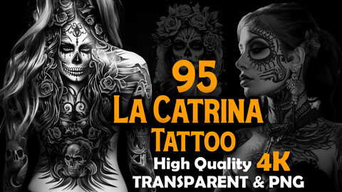 95 La Catrina Tattoo (PNG & TRANSPARENT Files)-4K - Vol 02