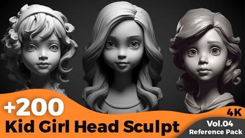 +200 Kid Girl Head sculpt (4K)