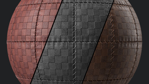 Leather Materials 34- Stitched Leather By Sbsar | Pbr 4k Seamless