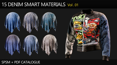 " 15 High Detailed Denim Smart Materials " (Vol.1)