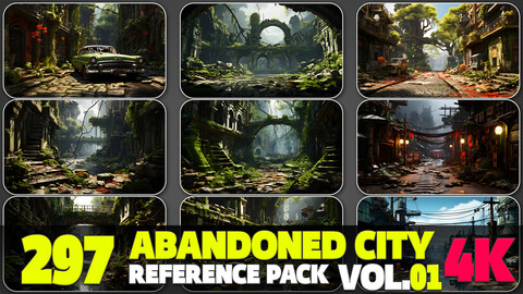 297 4K Abandoned City Environment Reference Pack Vol.01