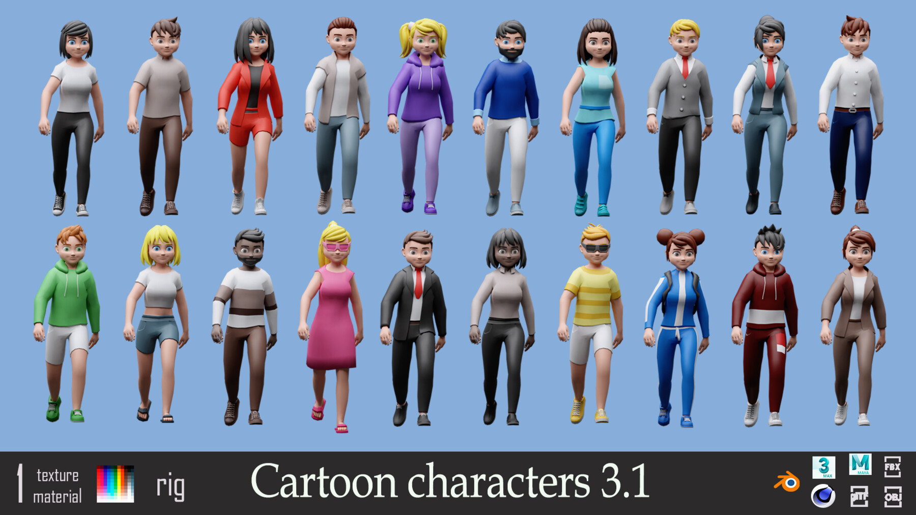 50 Cartoon Characters (Adobe Animate Cartoon Character Vector ) JCC01