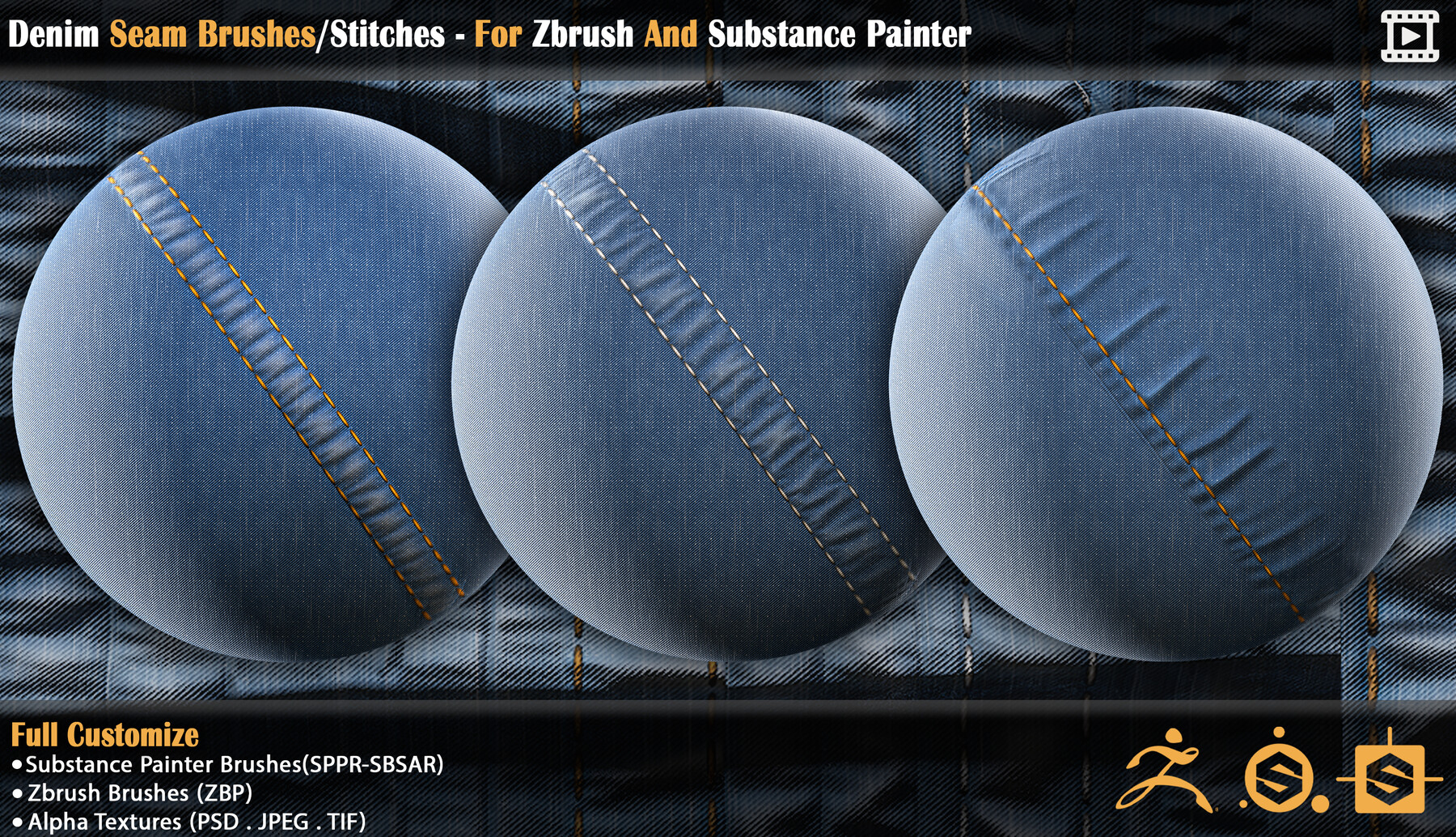 ArtStation - Denim Seam Brushes/Stitches - For Zbrush And Substance ...