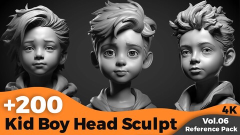 +200 Kid Boy Head sculpt (4K)