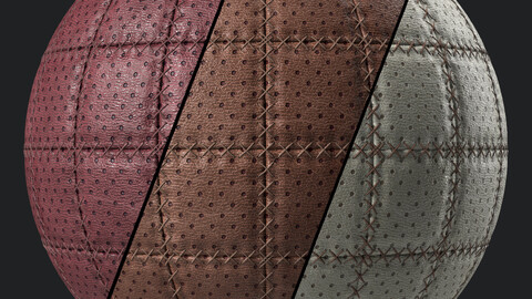 Leather Materials 36- Stitched Leather By Sbsar | Pbr 4k Seamless