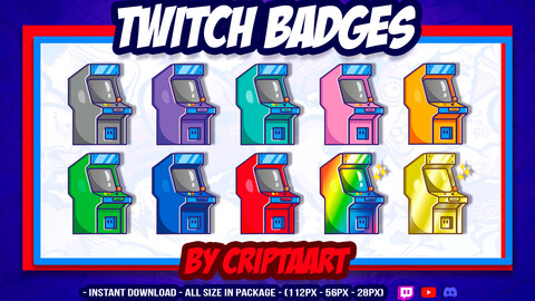 Sub Badges Twitch | Bit Badges | Arcades Badges | Retro | Video Games | Gamer Stream | Subscribers