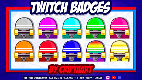 Twitch Sub Badges | Skate | Skateboard | Urban | Table | Sports