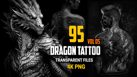 95 Dragon Tattoo (PNG & TRANSPARENT Files)-4K - Vol 05
