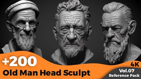 +200 Old Man Head sculpt (4K)