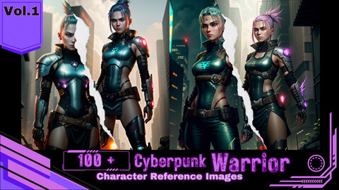 100 + Cyberpunk Warrior Character Reference Images | VOL.1