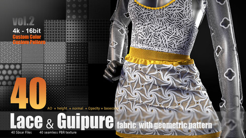 Lace & Guipure fabric with geometric design (vol.02)