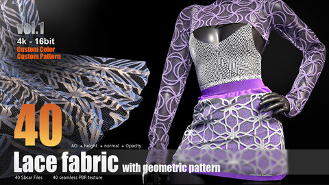 Lace fabric with geometric design