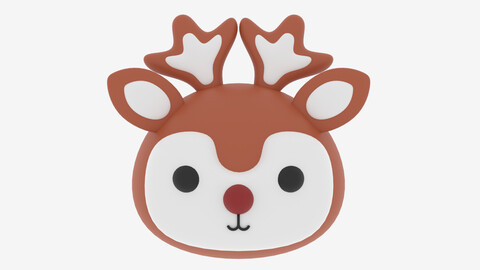 Cartoon Cute Deer Head 3D model