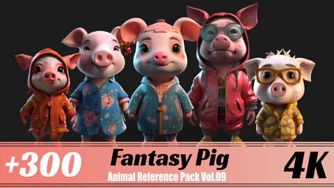 +300 Fantasy Pig (Fantasy Character) Vol.09 | 4K | Reference Pack