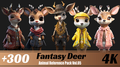 +300 Fantasy Deer (Fantasy Character) Vol.05 | 4K | Reference Pack