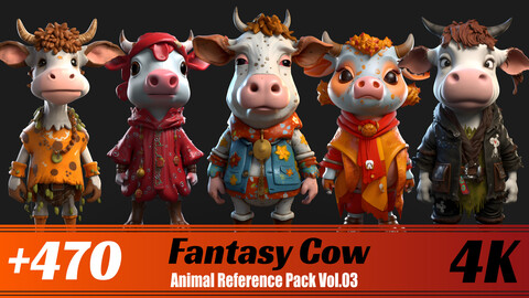 +470 Fantasy Cow |4K | Animal Reference Pack Vol.03