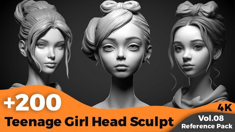 +200 Teenage Girl Head Sculpt (4K)