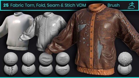 25 Fabric Torn, Fold, Seam & Stich VDM Brushes
