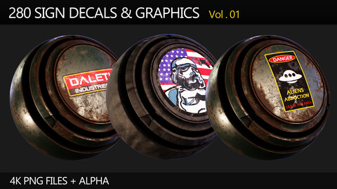 " 280 Sign Decals & Graphics " (Vol.1) / 2 Different Categories