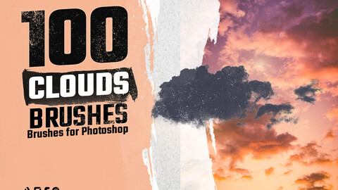 100 cloud brushes (Cirrus cloud, Cumulus cloud, Stratus cloud, Nimbus cloud, Altocumulus cloud, Altostratus cloud, Stratocumulus cloud, Cumulonimbus cloud, Cirrostratus cloud, Cirrocumulus cloud, Mammatus cloud, Lenticular cloud, Shelf cloud, ...)