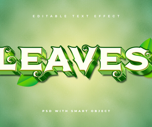 ArtStation - 3D Leaves. PSD Fully Editable Text Effect. Layer Style PSD ...