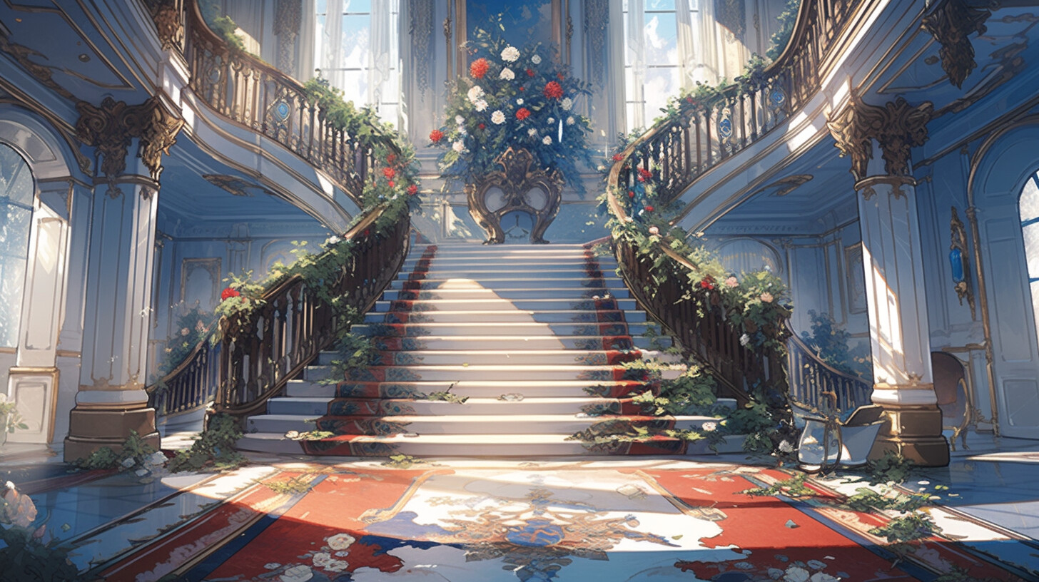 Free Vectors | Background material for anime - Grand staircase of the castle