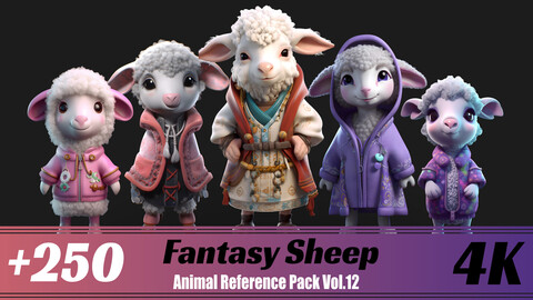 +250 Fantasy Sheep | 4K | Animal Reference pack Vol.12