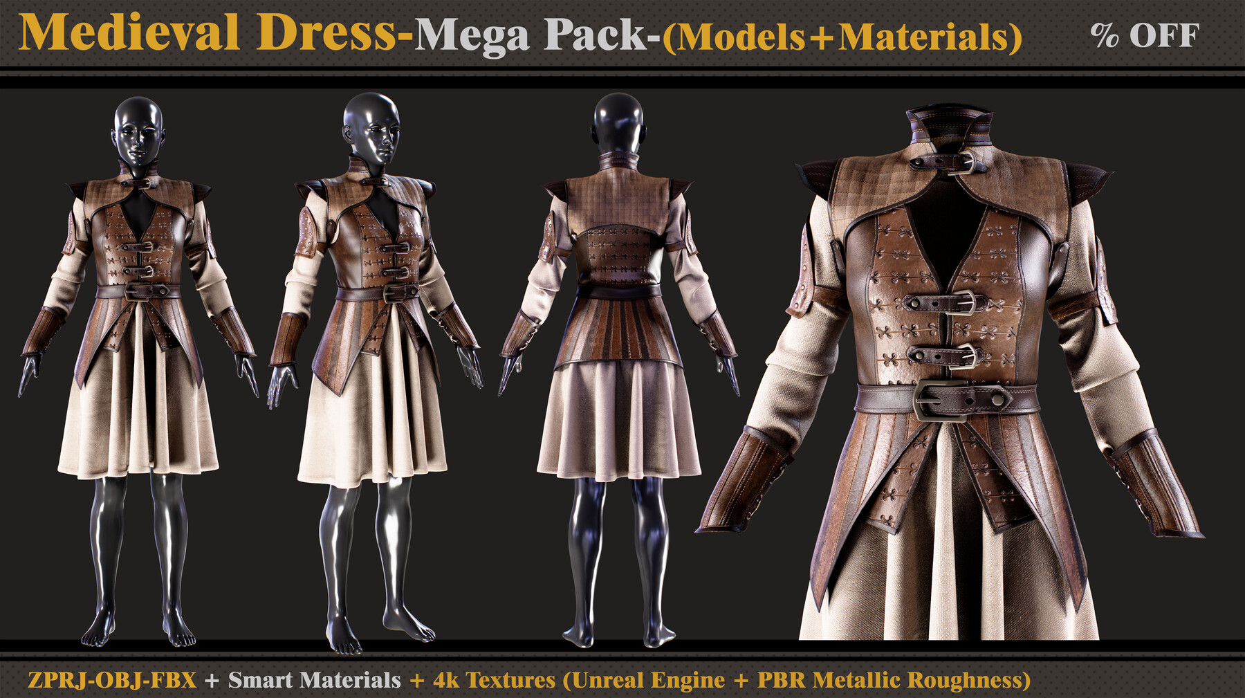 ArtStation - medieval and Gothic Dress/MEGA PACK/Model+Materials | Game ...