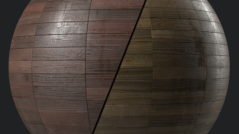 Parquet Materials 33- Parquet By Old Wood Damaged | Sbsar Seamless PBR 4k