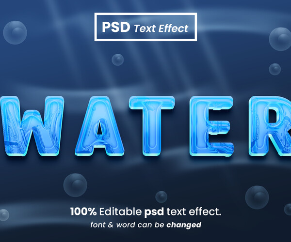 ArtStation - 3D Water. PSD Fully Editable Text Effect. Layer Style PSD ...