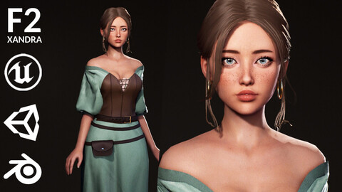 F2 Villager Girl Arya - Modular Game Character