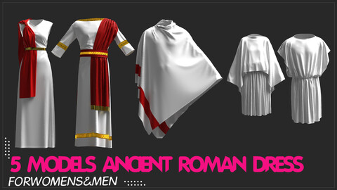 5 Models Ancient Roman dress (Male / Female)/CLO3D PROJECTS+OBJ+FBX
