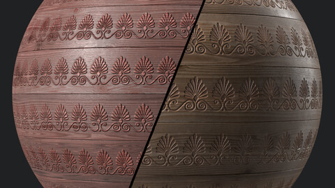 Wood Materials 21- Wood Panel By Ornament Pattern | Sbsar Seamless PBR 4k