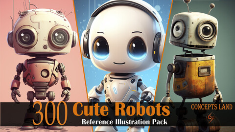 300 cute robot images / Reference pack