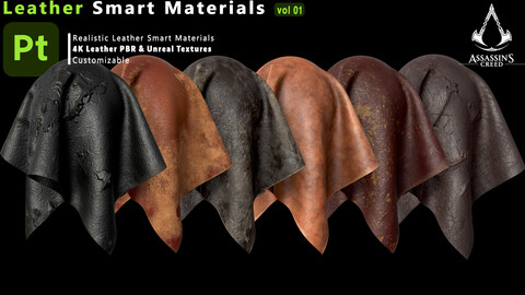 Leather Smart Materials + PBR & Unreal Engine Textures - Assassin's Creed - VOL 01