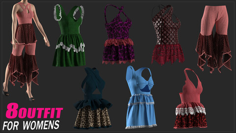8 outfit for women vol4 Marvelous & Clo3d / FBX