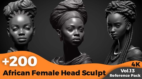 +200 African Female Head Sculpt (4K)