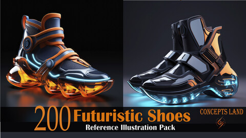 200 futuristic scifi shoes images / Reference pack