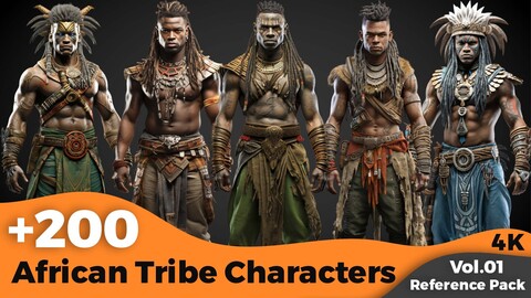 +200 African Tribe Characters Concept (4k)