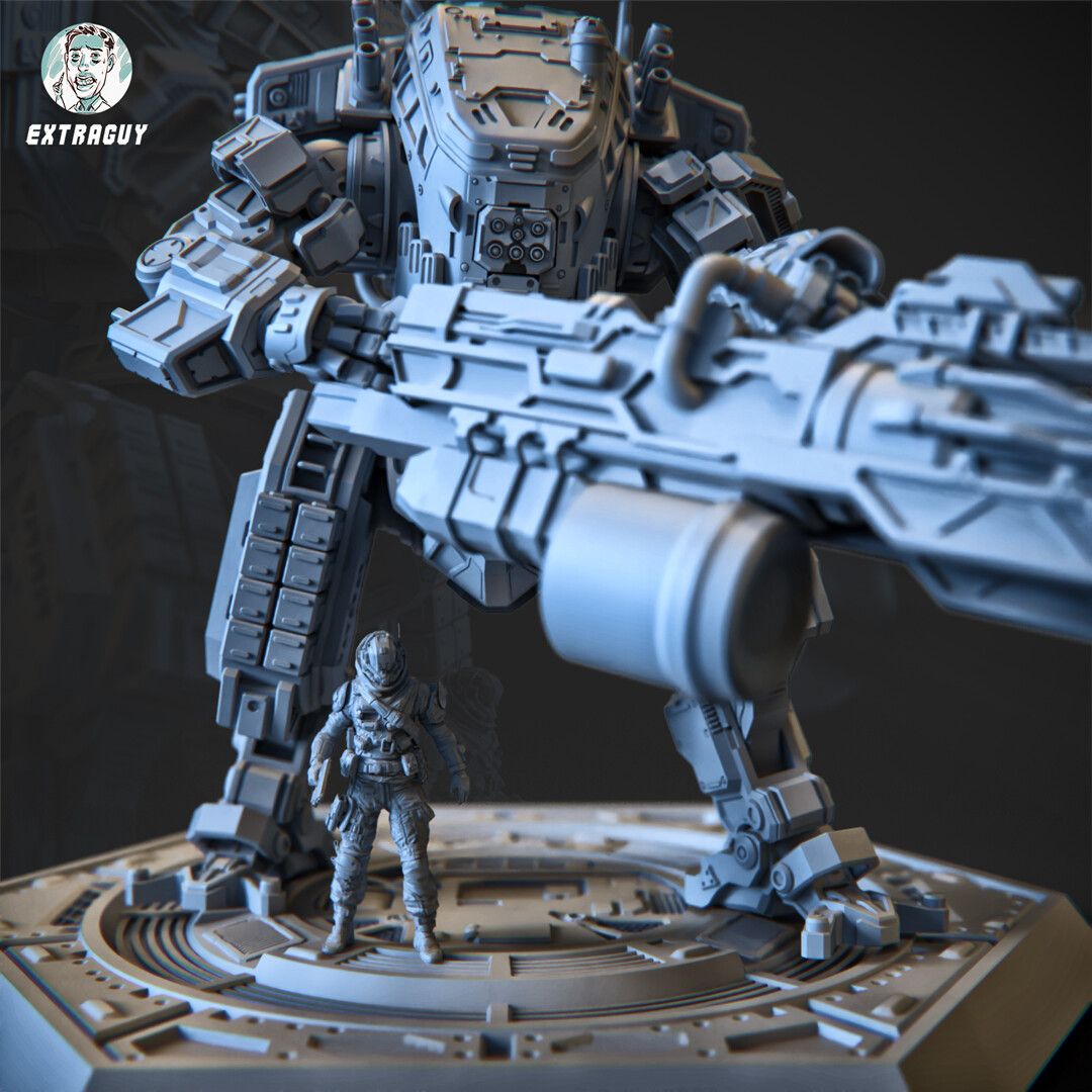 ArtStation - A Man and His Robot 75mm 3D Printable | Resources