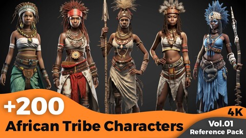 +200 African Tribe Characters (Female) Concept (4k)