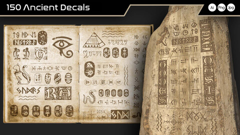 150 Ancient Decals -Ai, Png, Jpg