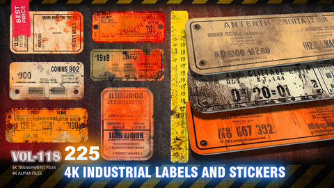 225 4K INDUSTRIAL LABELS AND STICKERS - (DECALS) - HIGH END QUALITY RES - (TRANSPARENT) - VOL118