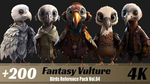 +200 Fantasy Vulture | 4K | Birds Reference pack Vol.04