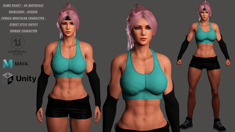 AAA 3D MUSCULAR BARBIE GIRL CASUAL STREET STYLE - REALISTIC RIGGED GAME READY CHARACTER
