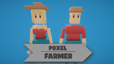 Poxel - Farmer Characters - Rigged