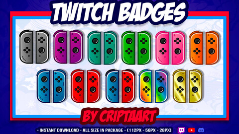 Twitch Badges | Joystick Switch Badges | Stream | Subscribers | Gamer Stream | Stream Graphics | Video Games