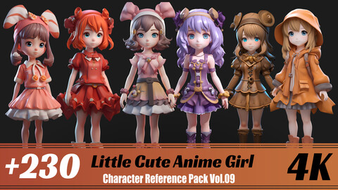 +230 Anime Little Cute Girl | 4K | Character Reference Pack Vol.09