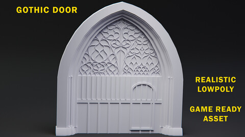 Gothic realistic Door With Ornaments 3D game Ready 3D Object